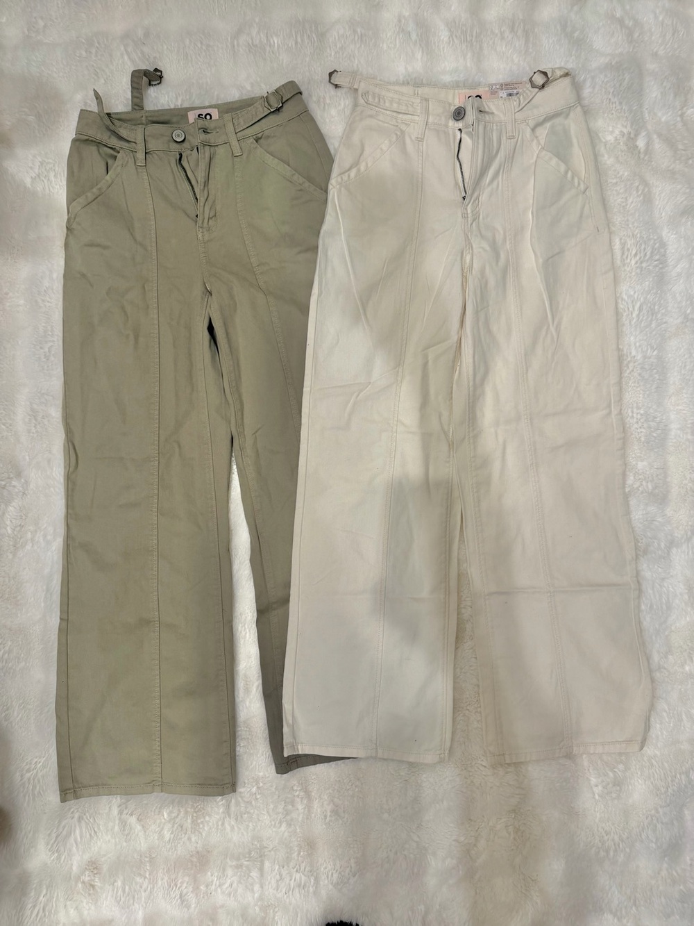 SO Wide-Leg Trousers in Olive Green and Cream